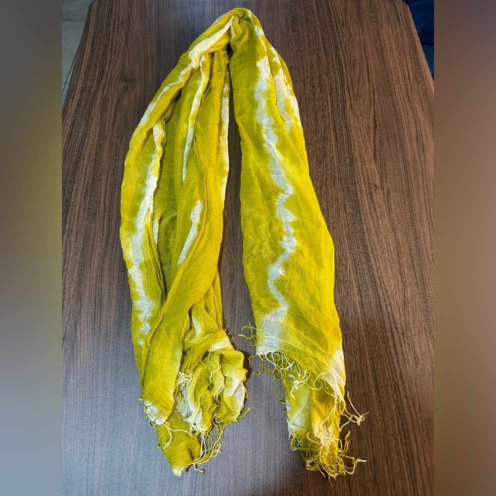 Yellow White Scarf Women's One Size
